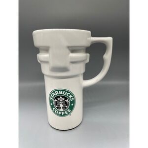 Starbucks White Ceramic Mug Tapered Design Iconic Logo Coffee Cup 1990's